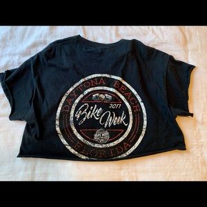 Vintage black Harley Daytona bike week cropped t shirt size L $10